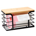 Stylstoreazy Trash Bag Holder with Bamboo TopStackable Storage for Kitchen Laundry OrganizersWall Mount Garbage Bag Dispenser under Sink