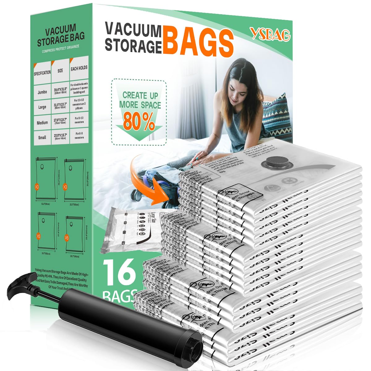 SpaceMax 16-Pack Vacuum Storage Bags